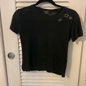 Black shirt, see through a bit, runs small